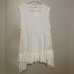 Three Bird Nest Cream Ruffled Tank Top